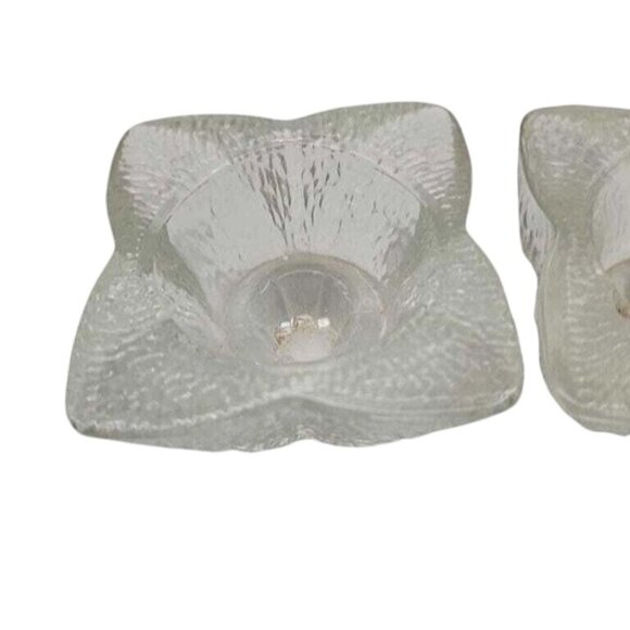 Frosted Glass Candle Holders With Textured Star Design - Picture 6 of 7